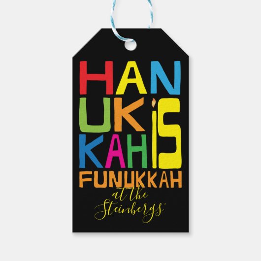 Hanukkah Cadeautags Hanukkah is Funukkah Cadeaulabel (Voorkant)