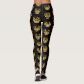 Hanukkah Candelabra Candle Gold Black Leggings (Achterkant)