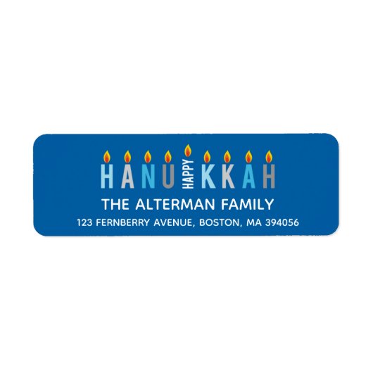 Hanukkah Candle Return Address Label Sjabloon (Voorkant)
