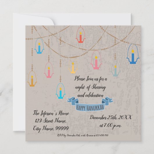Hanukkah Candles Invitation Kaart (Voorkant)