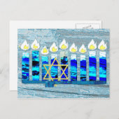 Hanukkah Candles met Gold Star van David Feestdagenkaart (Voorkant / Achterkant)