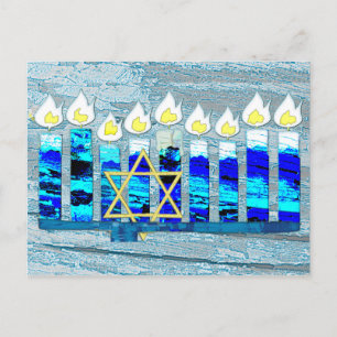 Hanukkah Candles met Gold Star van David Feestdagenkaart