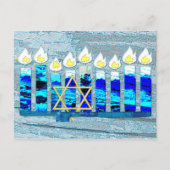 Hanukkah Candles met Gold Star van David Feestdagenkaart (Voorkant)