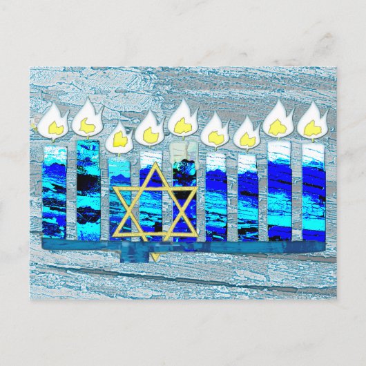 Hanukkah Candles met Gold Star van David Feestdagenkaart (Voorkant)