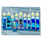 Hanukkah Candles met Gold Star van David Groot Cadeauzakje (Achterkant)