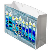 Hanukkah Candles met Gold Star van David Groot Cadeauzakje (Achterkant Gekanteld)