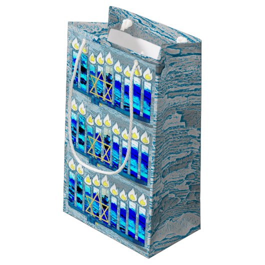 Hanukkah Candles met Gold Star van David Klein Cadeauzakje (Achterkant Gekanteld)