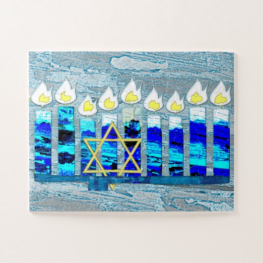 Hanukkah Candles met Gold Star van David Legpuzzel (Horizontaal)
