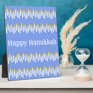 Hanukkah Candles over Blue Fotoplaat