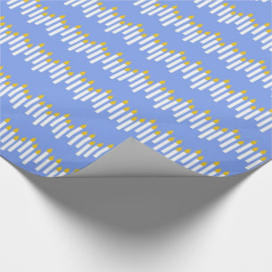 Hanukkah Candles over Blue Gift Wrap Cadeaupapier