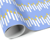 Hanukkah Candles over Blue Gift Wrap Cadeaupapier (Rol Hoek)