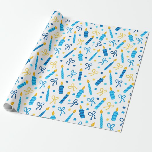 Hanukkah Candles Wrapping Paper Cadeaupapier (Uitgerold)