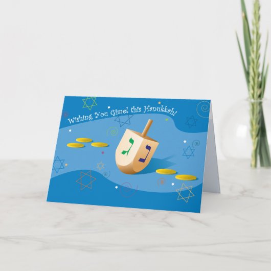 Hanukkah card met Dreidel Feestdagen Kaart (Voorkant)