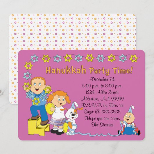 Hanukkah Card Party Invitation 7" x 5" Personalise Kaart (Voorkant / Achterkant)