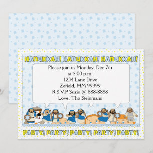 Hanukkah Card Party Invitation 7" x 5" Personalise Kaart