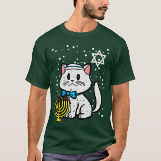 Hanukkah Cat Cute Chanukah Jewish Women Girls oddl T-shirt