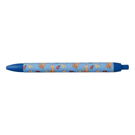 Hanukkah Cat Dreidel Blue Holiday Pen (Voorkant)