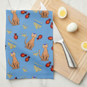 Hanukkah Cat Dreidel Blue Kitchen Towel Theedoek (Quarter Fold)