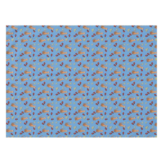 Hanukkah Cat Dreidel Blue Tablecloth Tafelkleed (Voorkant (Horizontaal))