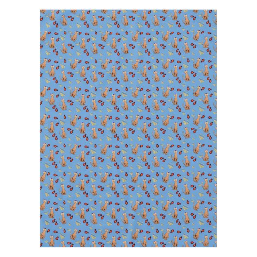 Hanukkah Cat Dreidel Blue Tablecloth Tafelkleed (Voorkant)