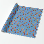 Hanukkah Cat Dreidel Blue Wrapping Paper Cadeaupapier<br><div class="desc">Kattenliefhebbers zullen blij zijn met dit leuke,  griezelige "Hanukkat"-patroon,  dat een oranje bruine,  nieuwsgierige kat bevat met een kippah,  rode droidels en gele menorahs/channukiahs op een heldere blauwe achtergrond. Ideaal voor je cadeaus van Hannukah / Chanokah tijdens het joodse festival van Lichten!</div>