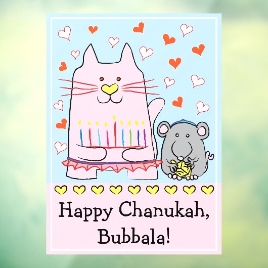 Hanukkah Cat en Mouse Window Cling Raamsticker (Vel 3)