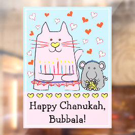 Hanukkah Cat en Mouse Window Cling Raamsticker