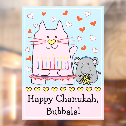 Hanukkah Cat en Mouse Window Cling Raamsticker (Vel 2)