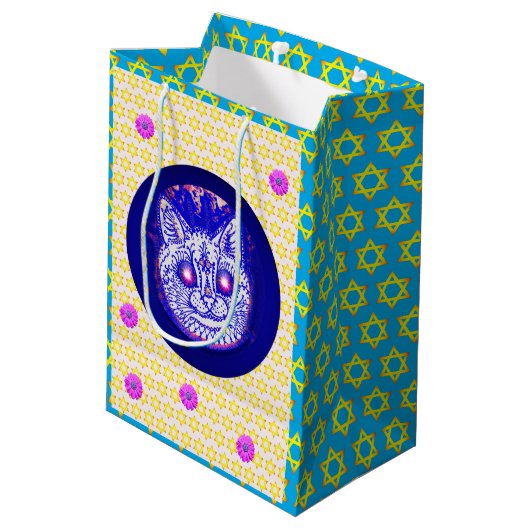 HANUKKAH CAT geschenktas Medium Cadeauzakje (Achterkant Gekanteld)