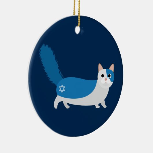 Hanukkah Cat Keramisch Ornament (Rechts)