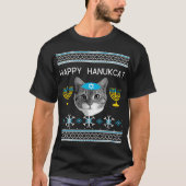 Hanukkah Cat Ugly T-shirt Happy Hanukcat (Voorkant)