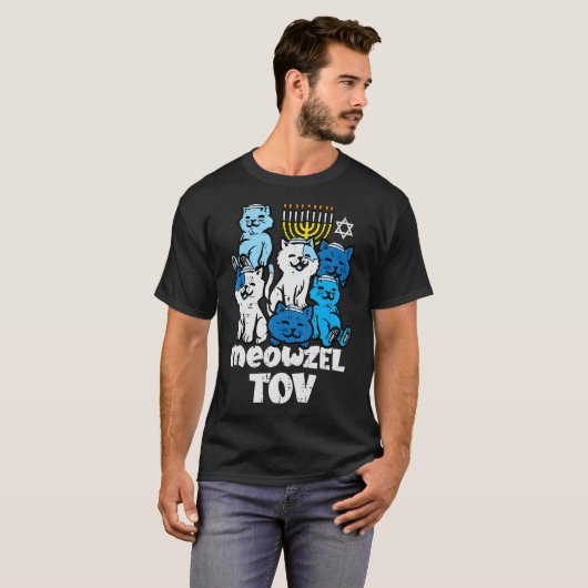 Hanukkah Cats Meowzel Tov Chanukah Joodse Vrouwen  T-shirt (Voorkant volledig)
