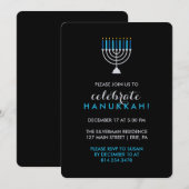 Hanukkah Celebratie met Silver Menorah op Black Kaart (Voorkant / Achterkant)