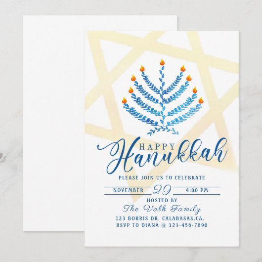Hanukkah Celebration, Hanukkah Party,  Kaart (Voorkant / Achterkant)