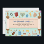 Hanukkah Celebration Invitation Feestdagenkaart<br><div class="desc">Op het Hanukkah-festival met de background of Hanukkah elements and an open Torah to hold your celebration details. (Light vector created by freepik - www.freepik.com). The card is easy to customize with your wording, font, color and paper shape options. Not exact ly what you're looking for? All our products can...</div>