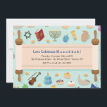Hanukkah Celebration Invitation Feestdagenkaart<br><div class="desc">Op het Hanukkah-festival met de background of Hanukkah elements and an open Torah to hold your celebration details. (Light vector created by freepik - www.freepik.com). The card is easy to customize with your wording, font, color and paper shape options. Not exact ly what you're looking for? All our products can...</div>