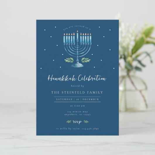 Hanukkah Celebration Invitation Kaart (Staand voorkant)