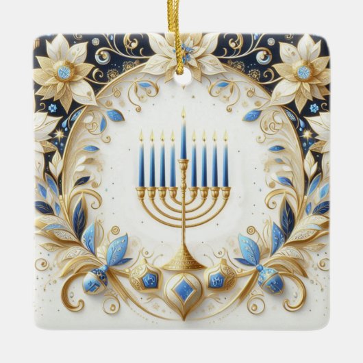 Hanukkah Ceramic Ornament (Voorkant)