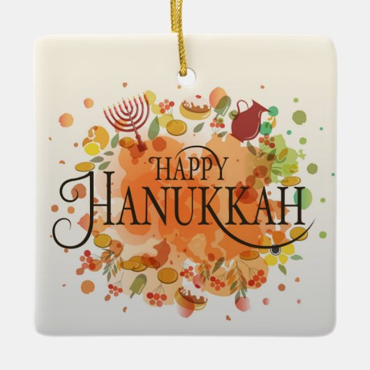 Hanukkah Ceramic Ornament (Voorkant)