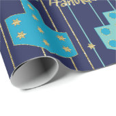 Hanukkah/Chanoekah die papier blauw/gouddroog verp (Rol Hoek)