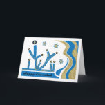 Hanukkah/Chanoekah Wenskaart met Envelope Feestdagen Kaart<br><div class="desc">Hanukkah/Chanukah-Wenskaart met witte envelop blauw/goud. Moderne Menorah-design met veel zing! Personaliseer door te schrappen, "Happy Chanukah"en uw favoriete doopvontstijl, kleur, grootte en formulering te kiezen. Gebruik de blanco binnenpagina om je beste wensen voor een geweldige Hanoeka uit te drukken! Zoek passende postzegel, fotokaart, sticker en nog veel meer! Bedankt voor...</div>