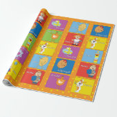 Hanukkah/Chanuka wrapping Paper "Zeevie & Friends" Cadeaupapier (Uitgerold)