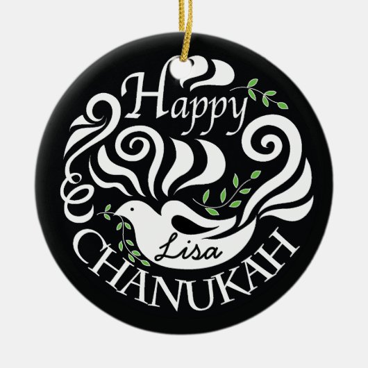 Hanukkah Chanukah Blackboard Dove Circle Ornament (Voorkant)