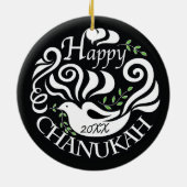 Hanukkah Chanukah Blackboard Dove Circle Ornament (Achterkant)