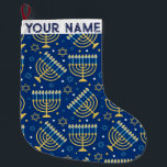 Hanukkah Chanukah Blue Modern Kerstmis joods Grote Kerstsok<br><div class="desc">Hanukah,  menorah,  thuisdecor,  Hanukkah-decor,  kleurrijke menorah,  joodse december,  menorah stocking,  gepersonaliseerd,  festival van lichten, </div>