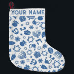 Hanukkah Chanukah Blue Modern Kerstmis joods Grote Kerstsok<br><div class="desc">Hanukah,  menorah,  thuisdecor,  Hanukkah-decor,  kleurrijke menorah,  joodse december,  menorah stocking,  gepersonaliseerd,  festival van lichten, </div>