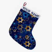 Hanukkah Chanukah Blue Modern Kerstmis joodse lar Grote Kerstsok (Voorkant (Hangend))
