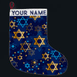 Hanukkah Chanukah Blue Modern Kerstmis joodse lar Grote Kerstsok<br><div class="desc">Hanukah,  menorah,  thuisdecor,  Hanukkah-decor,  kleurrijke menorah,  joodse december,  menorah stocking,  gepersonaliseerd,  festival van lichten, </div>