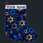 Hanukkah Chanukah Blue Modern Kerstmis joodse lar Grote Kerstsok<br><div class="desc">Hanukah,  menorah,  thuisdecor,  Hanukkah-decor,  kleurrijke menorah,  joodse december,  menorah stocking,  gepersonaliseerd,  festival van lichten, </div>