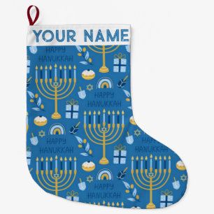 Hanukkah Chanukah Blue Modern Kerstmis joodse lar Grote Kerstsok